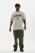 Unisex Baskılı Oversize T-Shirt - Gri - 4