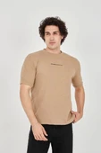 Unisex Jakar Kumaş Slim Fit T-Shirt - Kahverengi thumbnail 1