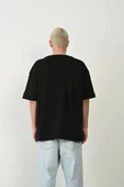 Unisex Baskılı Bisiklet Yaka Oversize T-Shirt - Siyah thumbnail 2