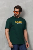 Unisex Basic Bisiklet Yaka Oversize T-Shirt - Yeşil - 2