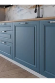 visasconcept 300 Cm Mdf Gövde Membran Kapak Üç Çekmeceli Zakkum Hazır Mutfak - Mavi - Beyaz (TEZGAH DAHİL) - 3