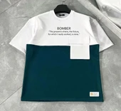 Unisex Torba Cep Detaylı  Parçalı T-Shirt - Lacivert thumbnail 1