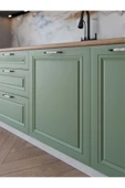 visasconcept 180 Cm Mdf Gövde Mebran Kapak Üç Çekmeceli Irem Hazır Mutfak - Su Yeşili - Beyaz(TEZGAH DAHİL) - 3