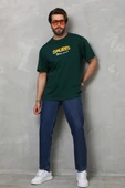 Unisex Basic Bisiklet Yaka Oversize T-Shirt - Yeşil - 1