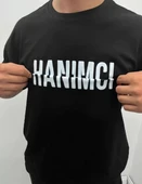 Unisex Bisiklet Yaka Katlanan Baskılı T-Shirt - Siyah - 2
