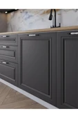 visasconcept 300 Cm Mdf Gövde Mebran Kapak Üç Çekmeceli Reyhan Hazır Mutfak - Antrasit - Beyaz(TEZGAH DAHİL) - 4