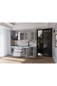 visasconcept 220 Cm Mdf Gövde Mebran Kapak Üç Çekmeceli Gale Hazır Mutfak - Beyaz(TEZGAH DAHİL) - 2