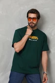 Unisex Basic Bisiklet Yaka Oversize T-Shirt - Yeşil - 7