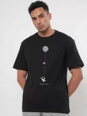 Erkek Baskılı Oversize T-shirt - Siyah thumbnail 1