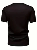 20/1 Penye Compack Baskılı Oversize Bisiklet Yaka Kısa Kol T-shirt - Siyah thumbnail 2