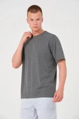 Erkek 24/1 Düz A Kalite Oversize T-shirt - Antrasit - 1