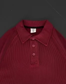 Yakalı Patlı Kısa Kol T-shirt - Bordo thumbnail 4