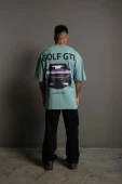 Erkek Sırt Golf Gtı Baskılı Oversize T-shirt - Mint Yeşili thumbnail 7