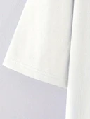 No Risk No Story Baskılı Oversize Bisiklet Yaka T-shirt - Beyaz thumbnail 4