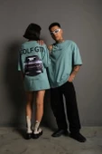 Erkek Sırt Golf Gtı Baskılı Oversize T-shirt - Mint Yeşili thumbnail 3