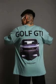 Erkek Sırt Golf Gtı Baskılı Oversize T-shirt - Mint Yeşili thumbnail 1