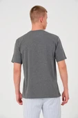 Erkek 24/1 Düz A Kalite Oversize T-shirt - Antrasit - 2