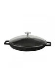 YUVARLAK IZGARA TAVA ÇAP 26 CM CAM KAPAKLI - 1