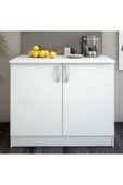 Tdesigno Zambak Mutfak 2 Kapaklı- Alt Modül -90 cm - Çok Amaçlı Dolap -Beyaz-Tezgah Dahil thumbnail 1