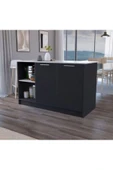 Tdesigno Kumsal Mutfak Adası - Antrasit-150 Cm-Beyaz Tezgahlı - 1
