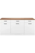 Tdesigno Vals Mutfak 3 Çekmeceli 3 Kapaklı Alt Modül 200 cm - Çok Amaçlı Dolap -Tezgah Dahil thumbnail 1