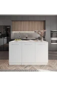 Tdesigno Beyaz Tezgahlı Katrina Mutfak Adası Alt Modül 180 cm- Beyaz Tezgah Dahil-Çok Amaçlı Dolap-Alt Modül- thumbnail 3