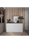Tdesigno Salsa 4 Kapaklı-2 Çekmeceli Mutfak Alt Modül -200 cm - Çok Amaçlı Dolap -Beyaz-Tezgah Dahil - 1