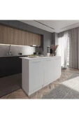 Tdesigno Beyaz Tezgahlı Katrina Mutfak Adası Alt Modül 180 cm- Beyaz Tezgah Dahil-Çok Amaçlı Dolap-Alt Modül- thumbnail 1