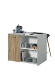 Tdesigno Karya Mutfak Adası -Alt Modül-1 Kapaklı- 100 cm Beyaz -Tezgah Dahil - 1