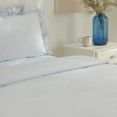 Karaca Home Pure Ruffle %100 Pamuk Çift Kişilik Nevresim Takımı Açık Mavi thumbnail 7