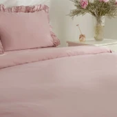Karaca Home Pure Ruffle %100 Pamuk Çift Kişilik Nevresim Takımı Pudra thumbnail 5