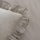 Karaca Home Pure Ruffle %100 Pamuk Çift Kişilik Nevresim Takımı Açık Gri thumbnail 7