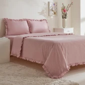 Karaca Home Pure Ruffle %100 Pamuk Çift Kişilik Nevresim Takımı Pudra thumbnail 2