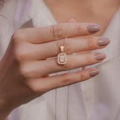 Baget Taşlı Altın Kaplama 925 Ayar Gümüş Kadın Kolye thumbnail 1