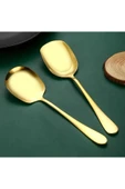 Online Kapında 2 Adet Gold Şık Servis Sunum ve Tatlı Servis Kaşığı Paslanmaz Çelik Parlak 21 cm thumbnail 2
