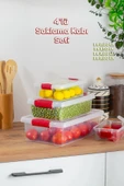 Online Kapında Fresh 4 lü Çok Amaçlı Dikdörtgen Sızdırmaz Kapaklı Gıda Erzak Saklama Kabı Seti thumbnail 1