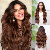 Kahverengi Karamel Işıltılı ve Ombreli Tül Peruk thumbnail 1