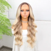 Rus Kumralı Platin ve Balköpüğü Ombreli Işıltılı Dalgalı Tül Peruk thumbnail 2