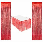 Kırmızı Masa Eteği, 2 Adet Kırmızı Arka Fon thumbnail 1