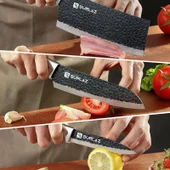 3’lü Şef Bıçağı Seti Paslanmaz Çelik, El Dövmesi Desen, Ergonomik Ahşap Sap Mutfak ve Et Doğrama Bıçakları - 2