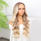 Rus Kumralı Platin ve Balköpüğü Ombreli Işıltılı Dalgalı Tül Peruk thumbnail 3