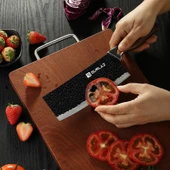 3’lü Şef Bıçağı Seti Paslanmaz Çelik, El Dövmesi Desen, Ergonomik Ahşap Sap Mutfak ve Et Doğrama Bıçakları - 5