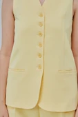 Sarı Düğmeli Regular Astarlı Dokuma Yelek - 2