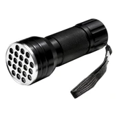 UV IŞINLI 21 LEDLİ 10 CM METAL KASA PİLLİ EL FENERİ (5047) - 2