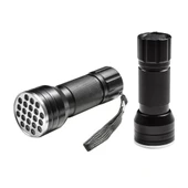 UV IŞINLI 21 LEDLİ 10 CM METAL KASA PİLLİ EL FENERİ (5047) - 1