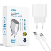 Weko WK-21443 PD-C 20 Watt Telefon Şarj Adaptörü + Type-C To Lightning Kablo - 1