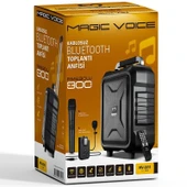 Magicvoice MV-2015 USB-SD-BT 1 El + 1 Yaka Mikrofonlu 300W Taşınabilir Şarjlı Hoparlör Anfi - 5