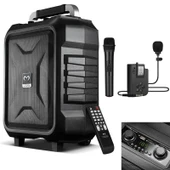 Magicvoice MV-2015 USB-SD-BT 1 El + 1 Yaka Mikrofonlu 300W Taşınabilir Şarjlı Hoparlör Anfi - 2