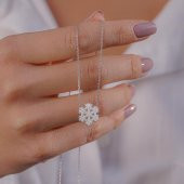 Beyaz Zirkon Taşlı Kar Tanesi 925 Ayar Gümüş Kadın Kolye thumbnail 1