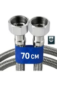 DESIPHON 70 Cm Paslanmaz Çelik Örgülü Flex Hortum  3/8x3/8 Klozet ve Taharet Musluğu Bağlantı Hortumu - 1